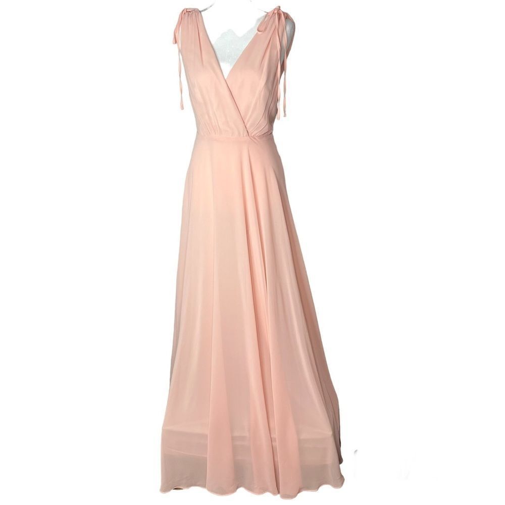 New! Lulus Dance The Night Away Maxi Dress Blush Pink Backless Plunge Neck Sz S
